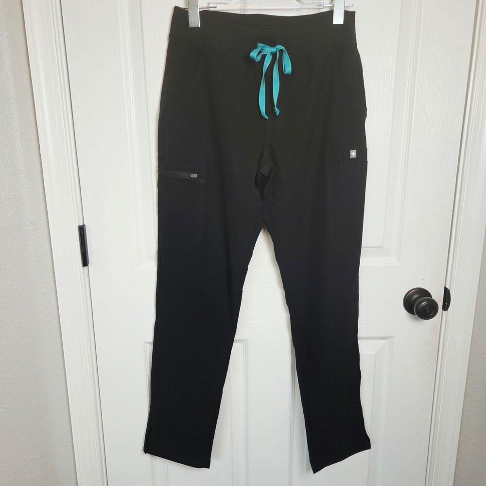 FIGS Pants Womens Small Black Yola Yoga WB FreeX Lined Scrub Cargo Pockets